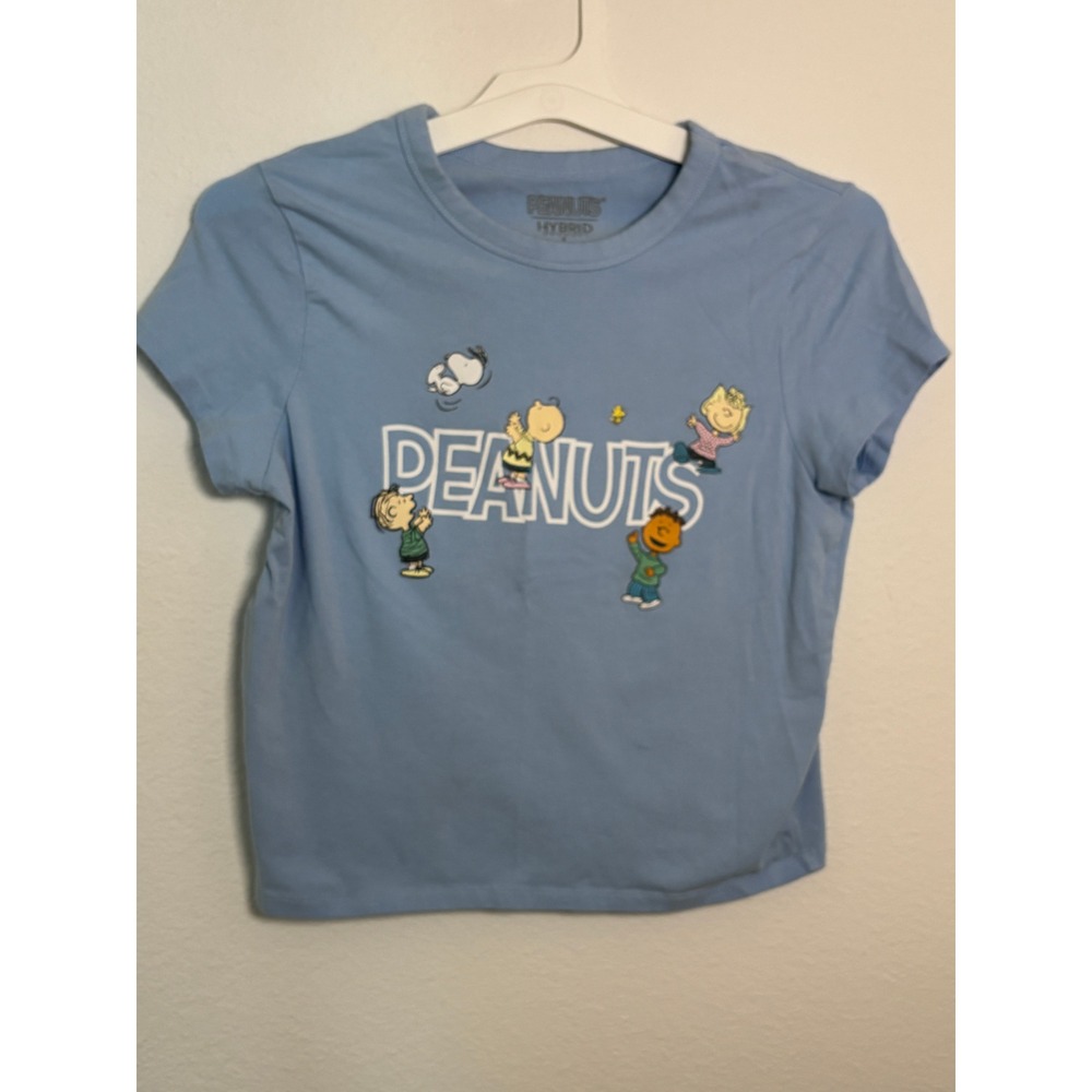 Peanuts Hybrid Apparel Snoopy Charlie Brown Graphic T-Shirt Blue Large